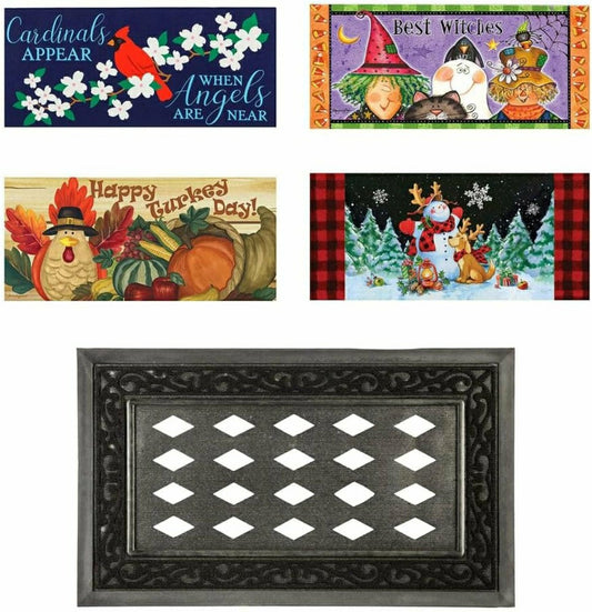 Plow & Hearth Sassafras Insert Mat Fall Holiday Gift Set with 4 Inserts and 1 Frame