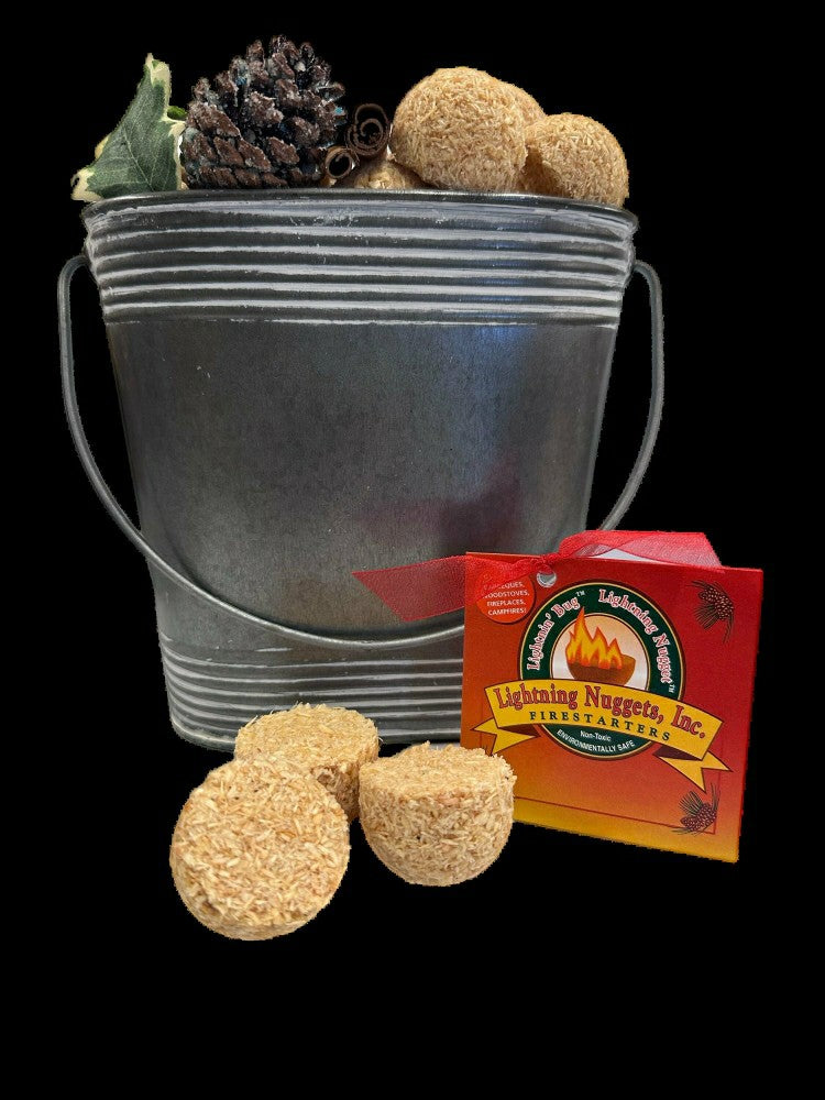 Plow & Hearth Nugget Fire Start, 50 Count with Pail, Color Cones, and Matchs