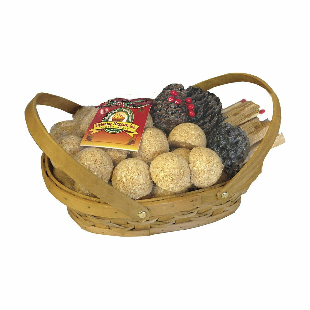 Plow & Hearth Fire Starter Gift Set in Picnic Basket