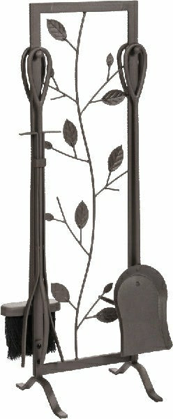 Plow & Hearth 5 Piece Fireplace Tool Set, Floral Design