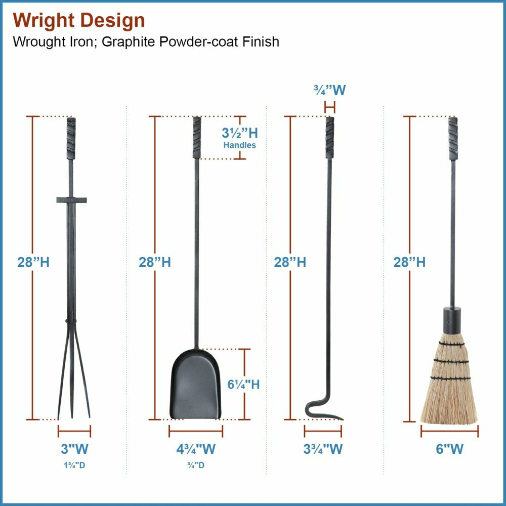 Plow & Hearth Wright Design Fireplace Tool Set