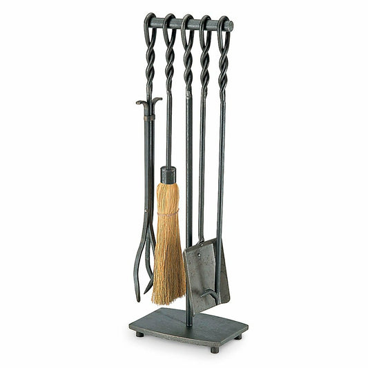 Plow & Hearth Forged Iron Soldiered Row Fireplace Tool Set