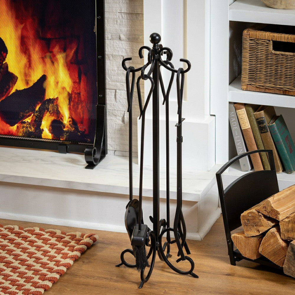 Plow & Hearth Scroll 5 Piece Fireplace Toolset