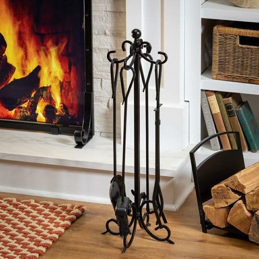 Plow & Hearth Scroll 5 Piece Fireplace Toolset