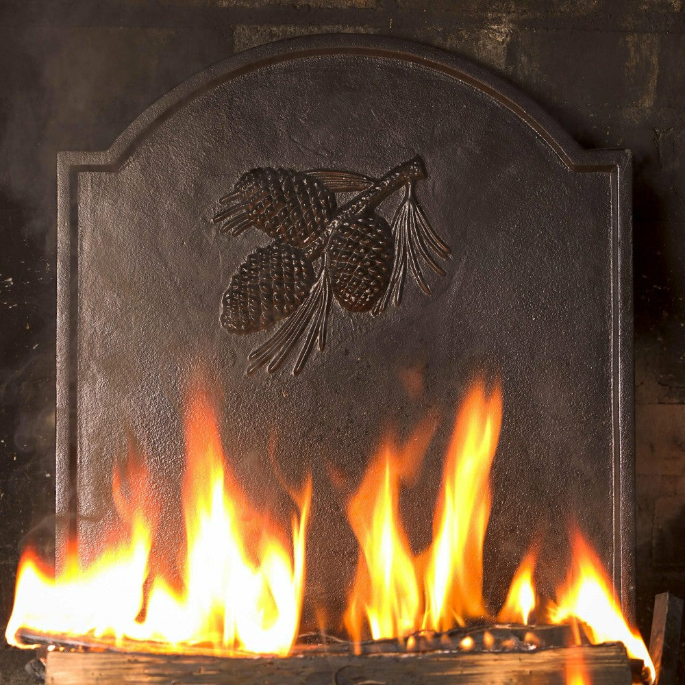 Plow & Hearth Cast Iron Fireback with Pine Cone Design