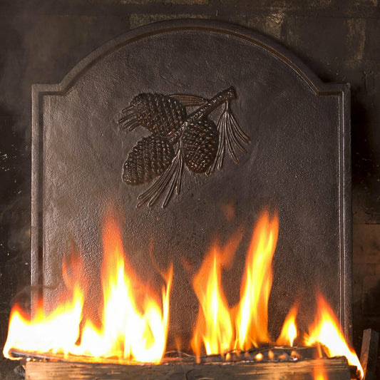Plow & Hearth Cast Iron Fireback with Pine Cone Design