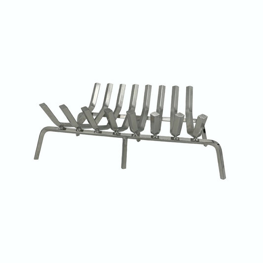 Plow & Hearth Fireplace Grate 8 Bars, 1 1/8" Diamond Stock, Stainless Steel Finish