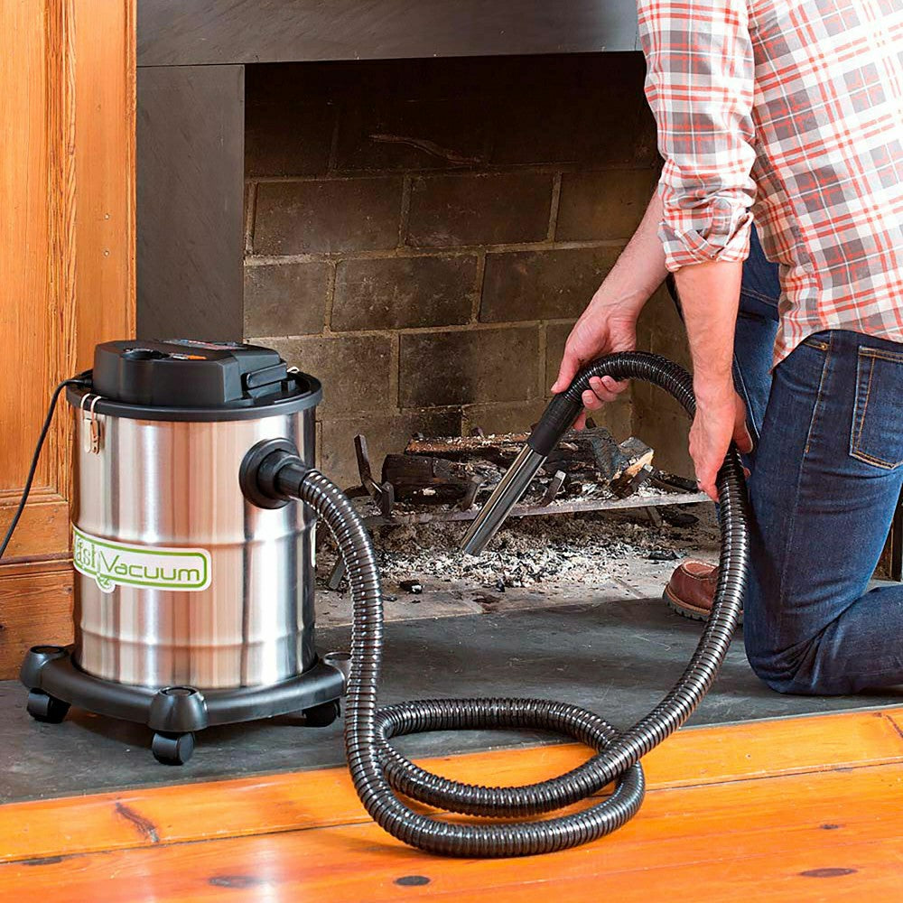 Plow & Hearth Fireplace Warm Ash Vacuum in Stainless Steel