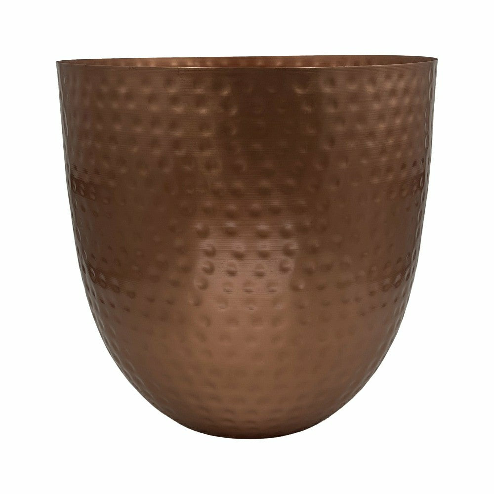 Plow & Hearth Fireplace Log Bucket, Round Hammered Design, Copper Finish