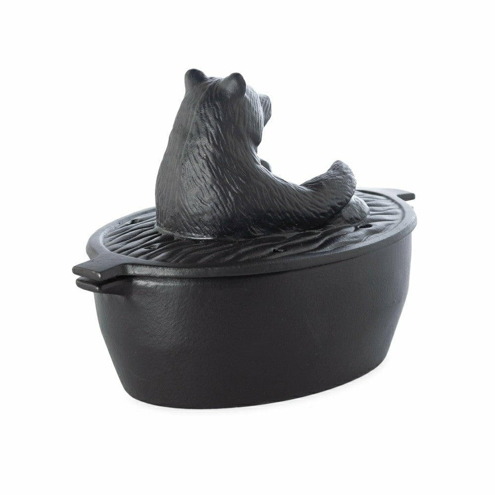 Plow & Hearth Bear in Bath Wood Stove Steamer in Cast Iron