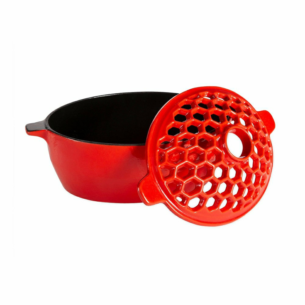 Plow & Hearth 1.5 QT. Cast Iron Lattice Wood Stove Steamer