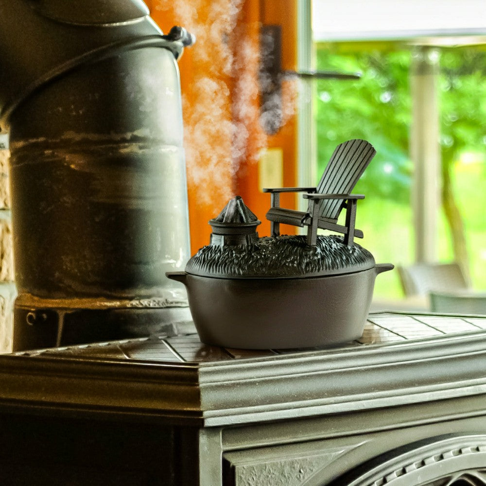 Plow & Hearth Adirondack Chair with Firepit Woodstove Steamer in Cast Iron