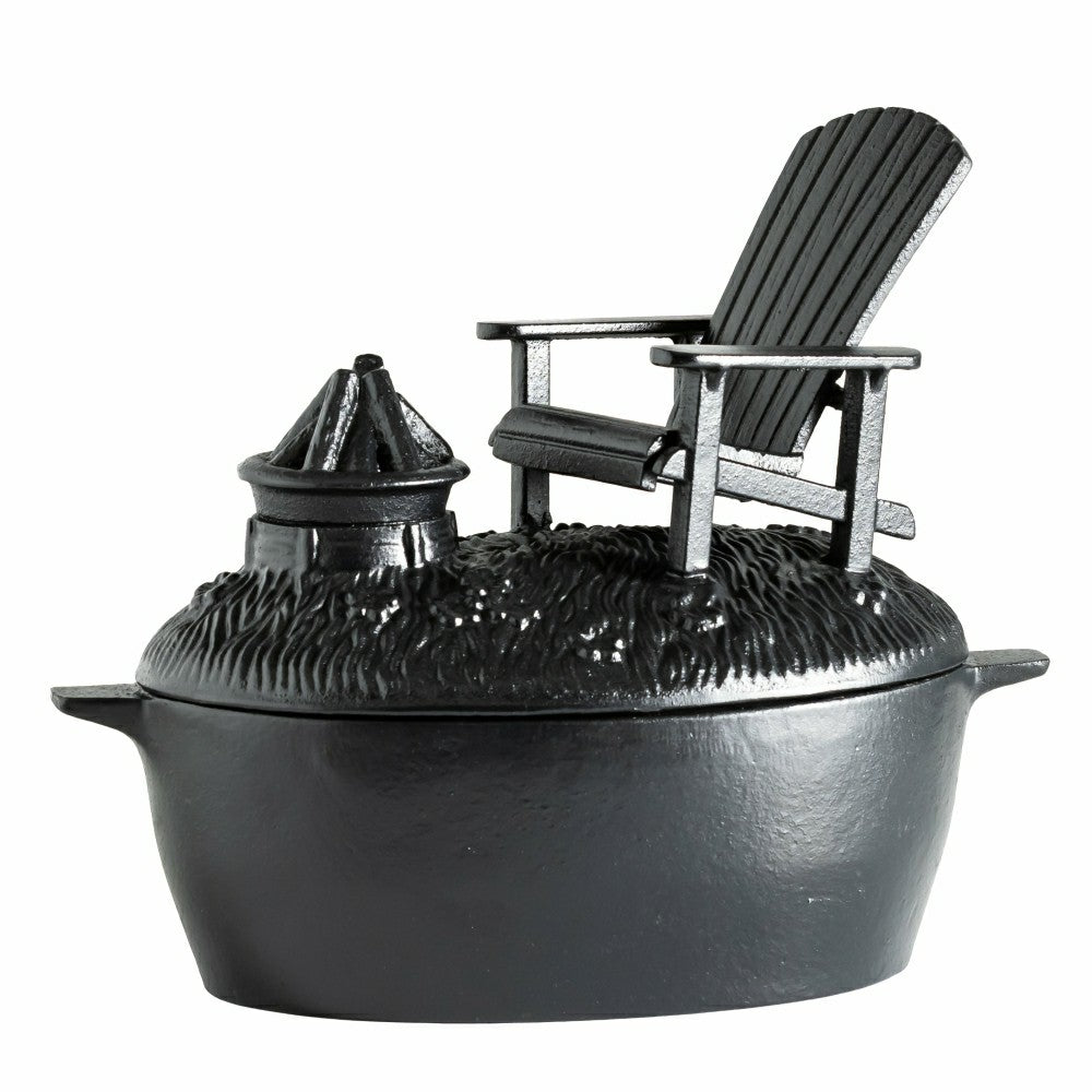 Plow & Hearth Adirondack Chair with Firepit Woodstove Steamer in Cast Iron