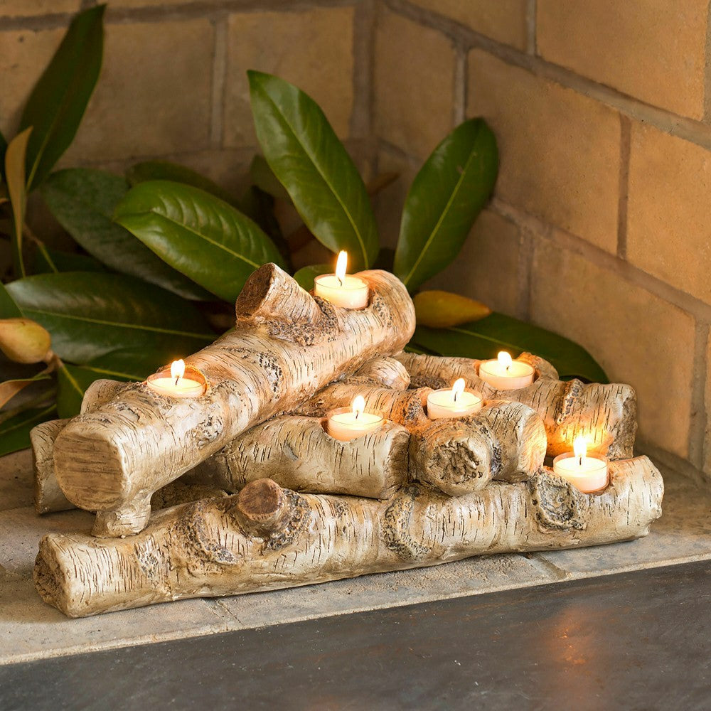 Plow & Hearth Logs Hearth Candle Holder