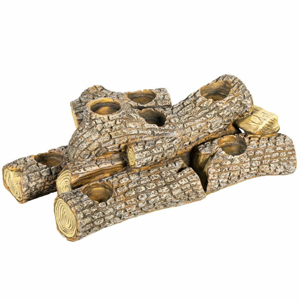 Plow & Hearth Resin Oak Logs Hearth Candle Holder