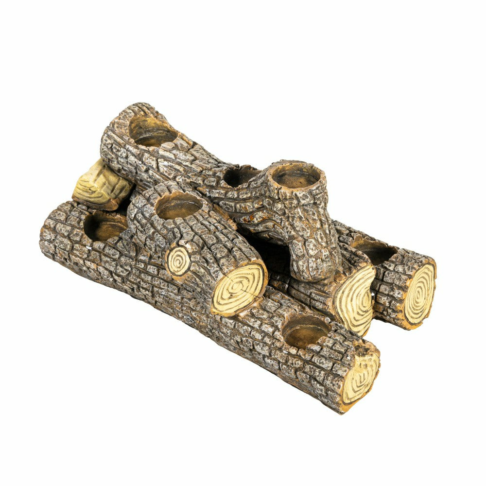 Plow & Hearth Resin Oak Logs Hearth Candle Holder