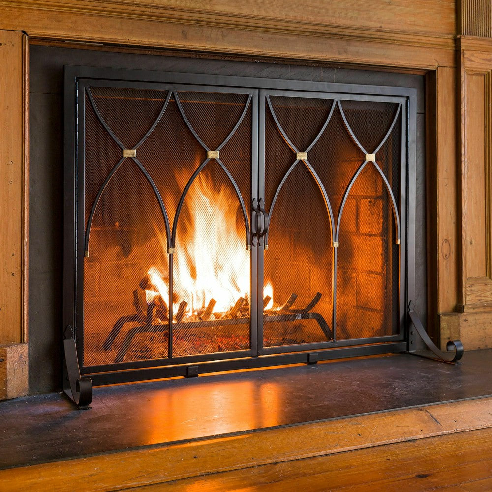 Plow & Hearth Small Winchester Fireplace Screen with Doors