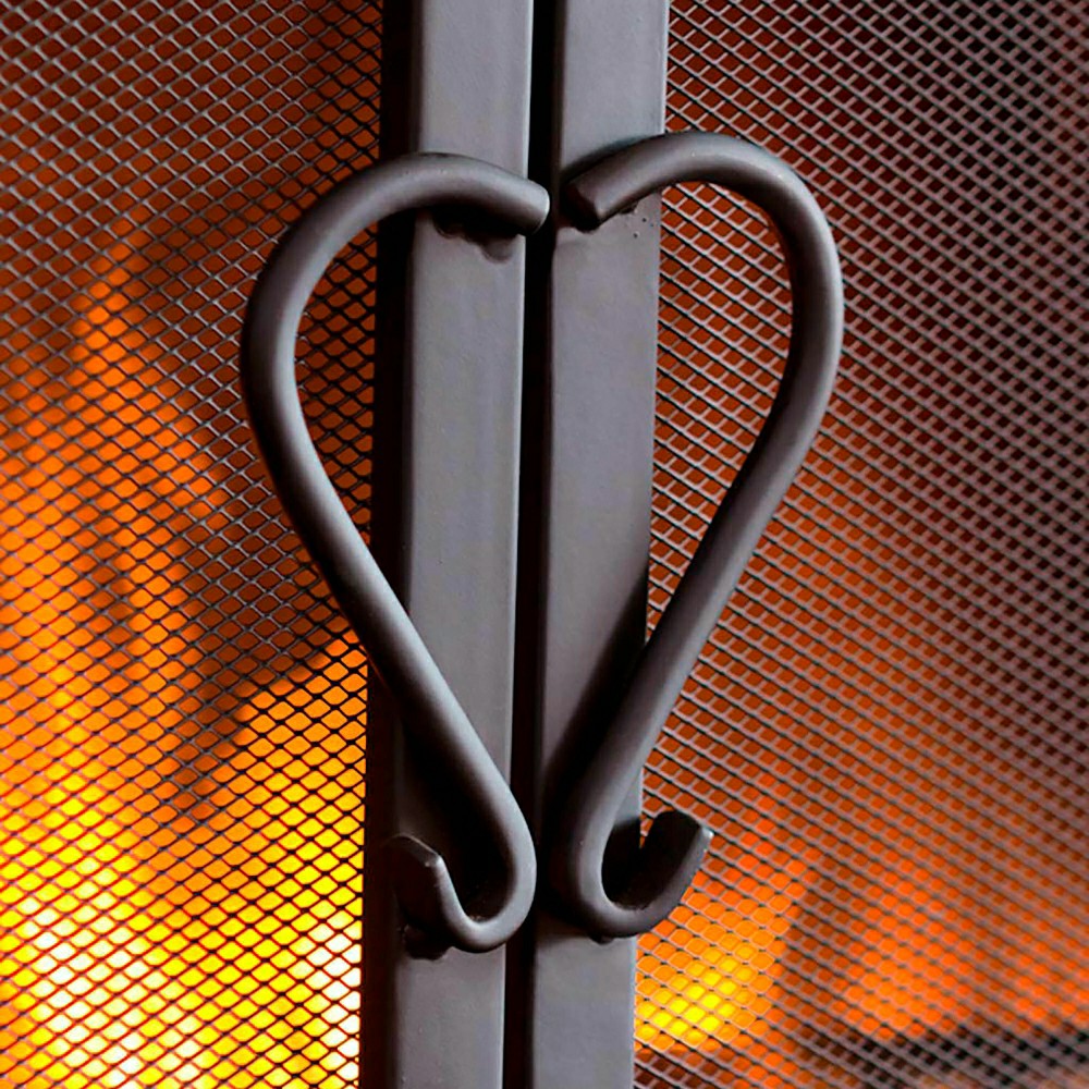 Plow & Hearth Large Cast Iron Scrollwork Fire Screen w/Doors