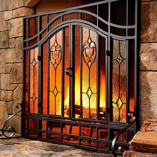 Plow & Hearth Floral Fireplace Screen
