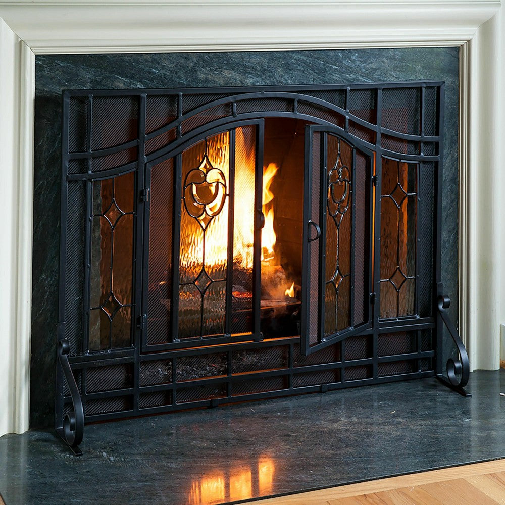 Plow & Hearth Floral Fireplace Screen
