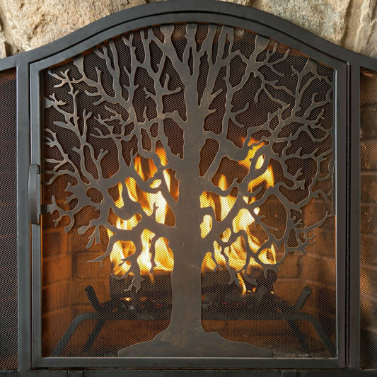 Plow & Hearth Large Tree of Life Fire Screen with Door
