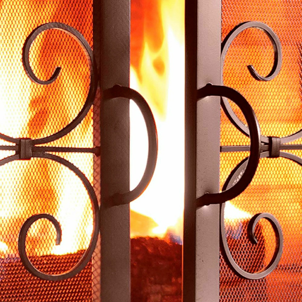 Plow & Hearth Small Crest Fireplace Screen With Doors