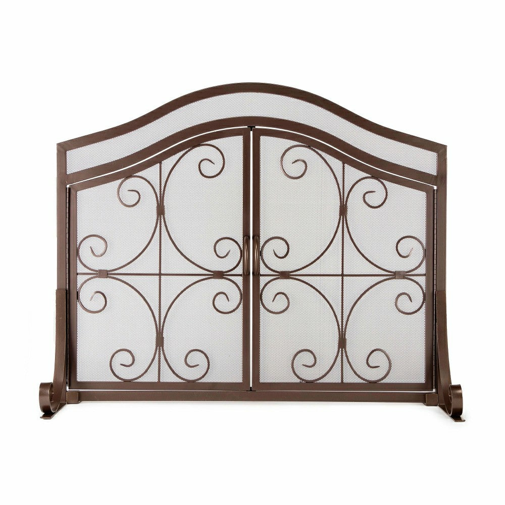 Plow & Hearth Small Crest Fireplace Screen With Doors