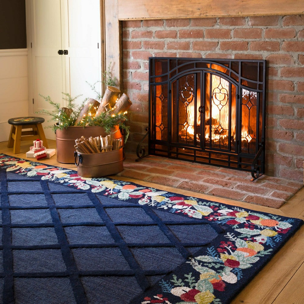Plow & Hearth Floral Glass Panel Screen