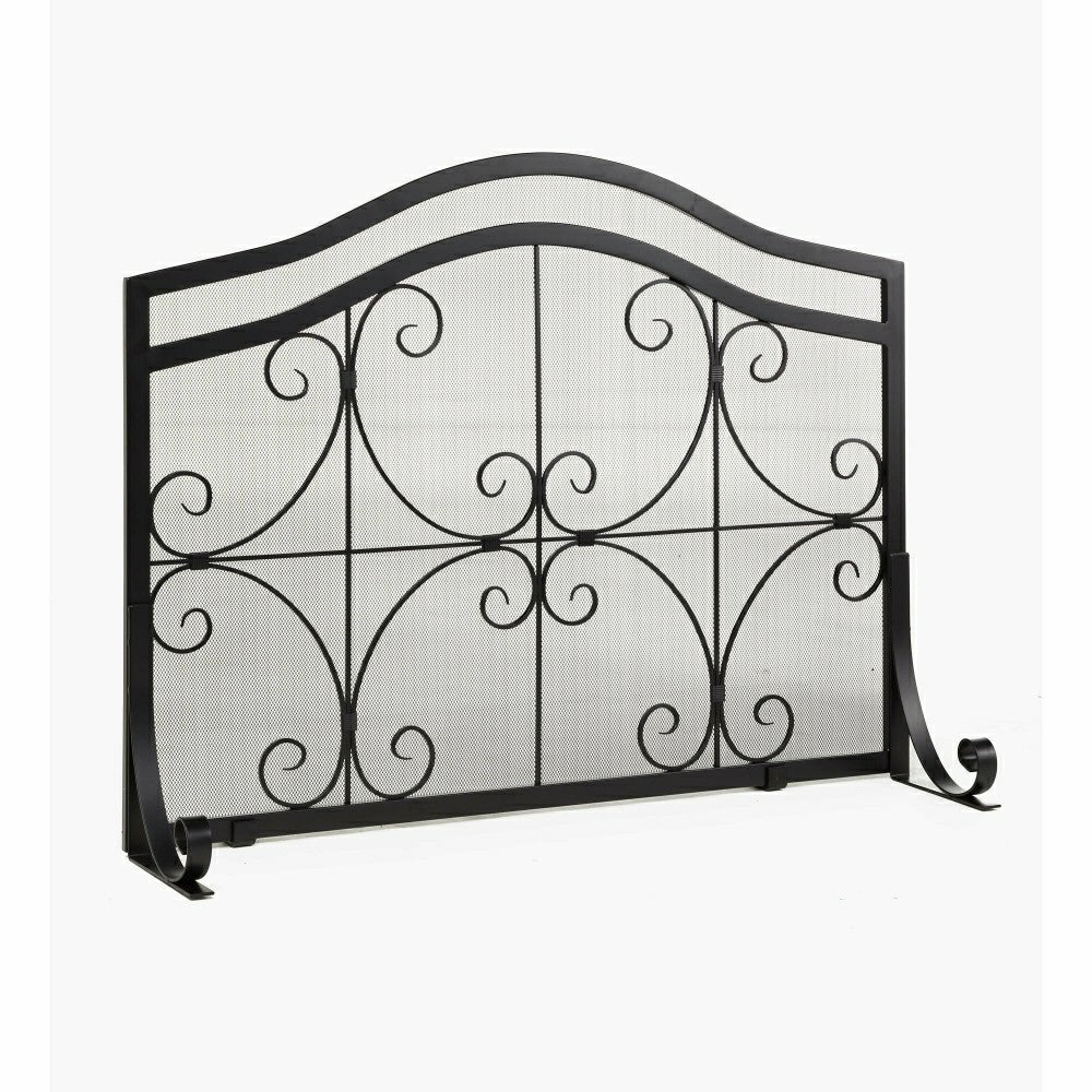 Plow & Hearth Large Crest Flat Guard Fireplace Screen