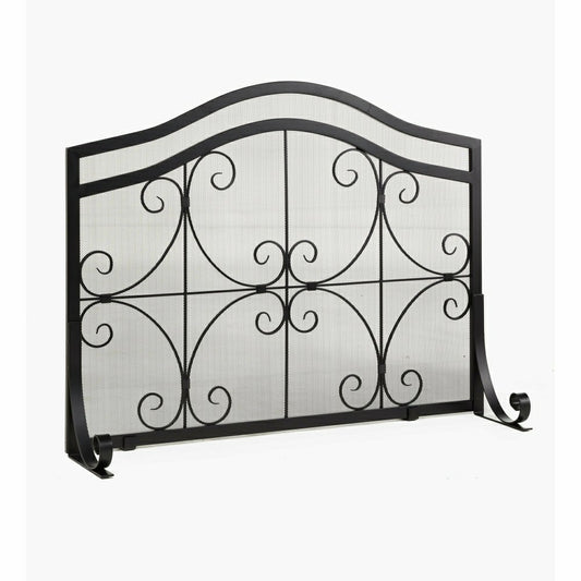 Plow & Hearth Large Crest Flat Guard Fireplace Screen