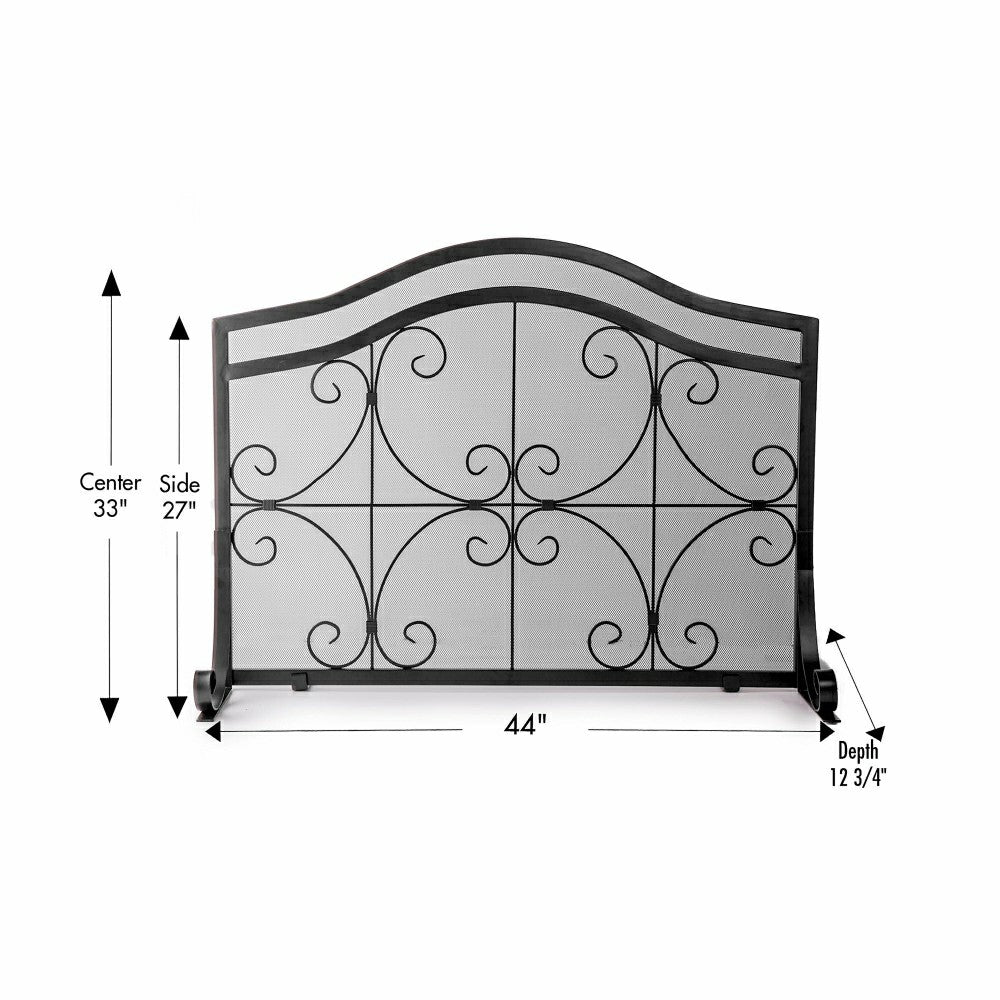 Plow & Hearth Large Crest Flat Guard Fireplace Screen