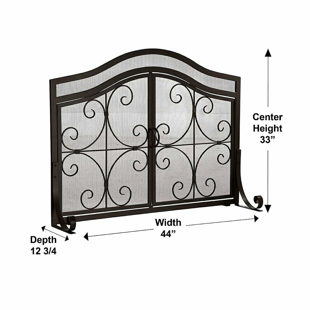 Plow & Hearth Large Crest Flat Guard Fireplace Screen