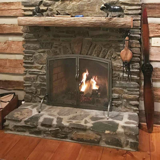 Plow & Hearth Old World Forged Iron Arched Door Fireplace Screen