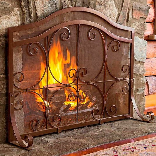 Plow & Hearth Large Crest Flat Guard Fireplace Screen