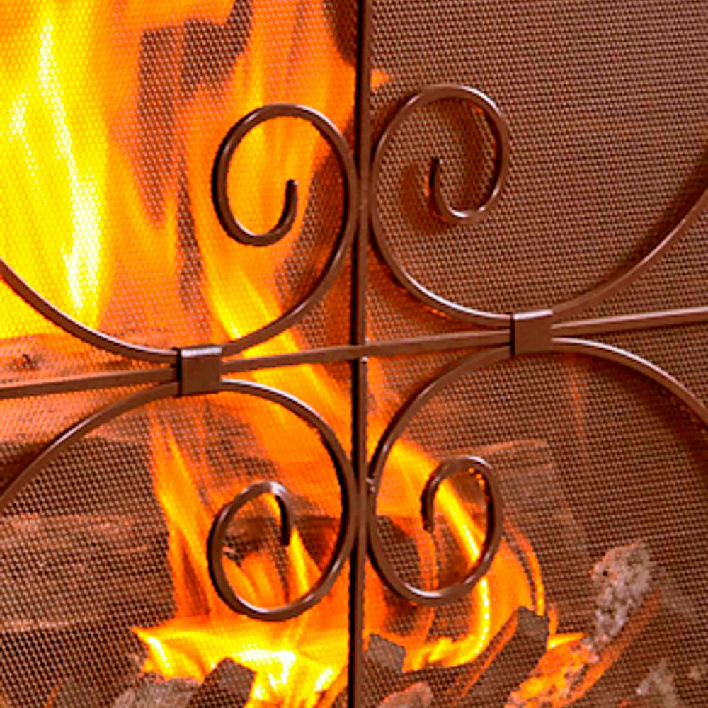 Plow & Hearth Large Crest Flat Guard Fireplace Screen
