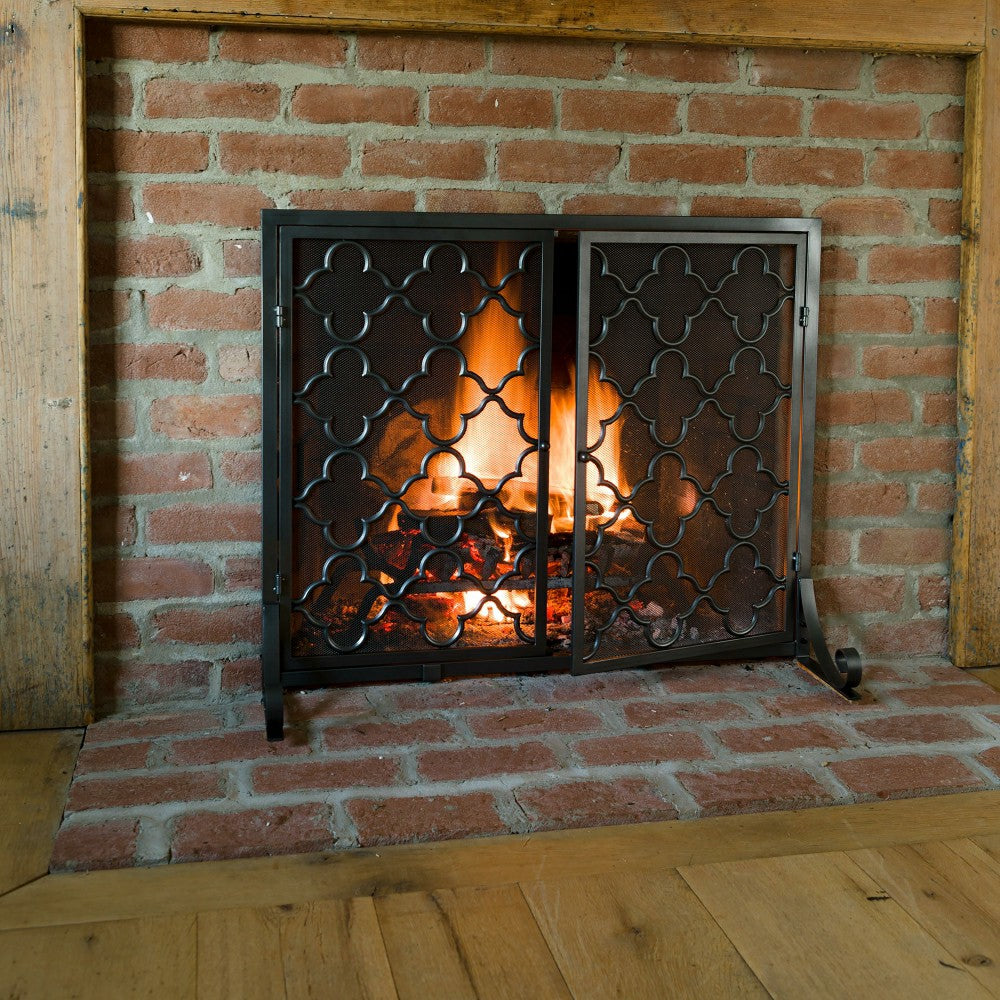 Plow & Hearth Small Geometric Screen w/Doors, 38"W x 31"H