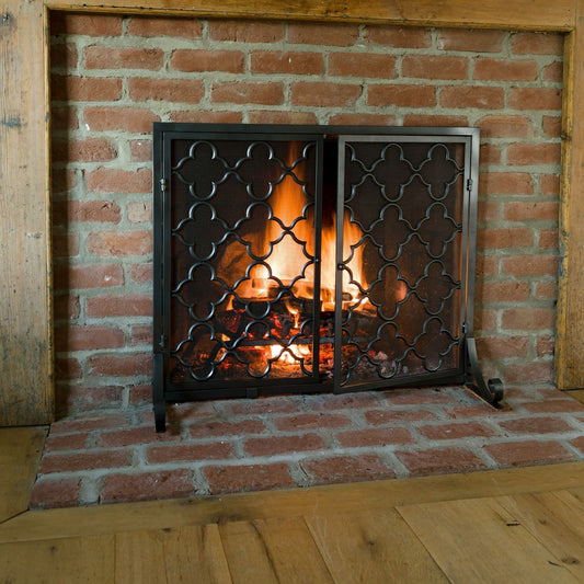 Plow & Hearth Small Geometric Screen w/Doors, 38"W x 31"H