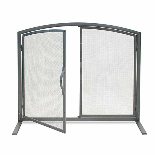 Plow & Hearth Shadow Iron Door Fireplace Screen in Natural Iron Finish