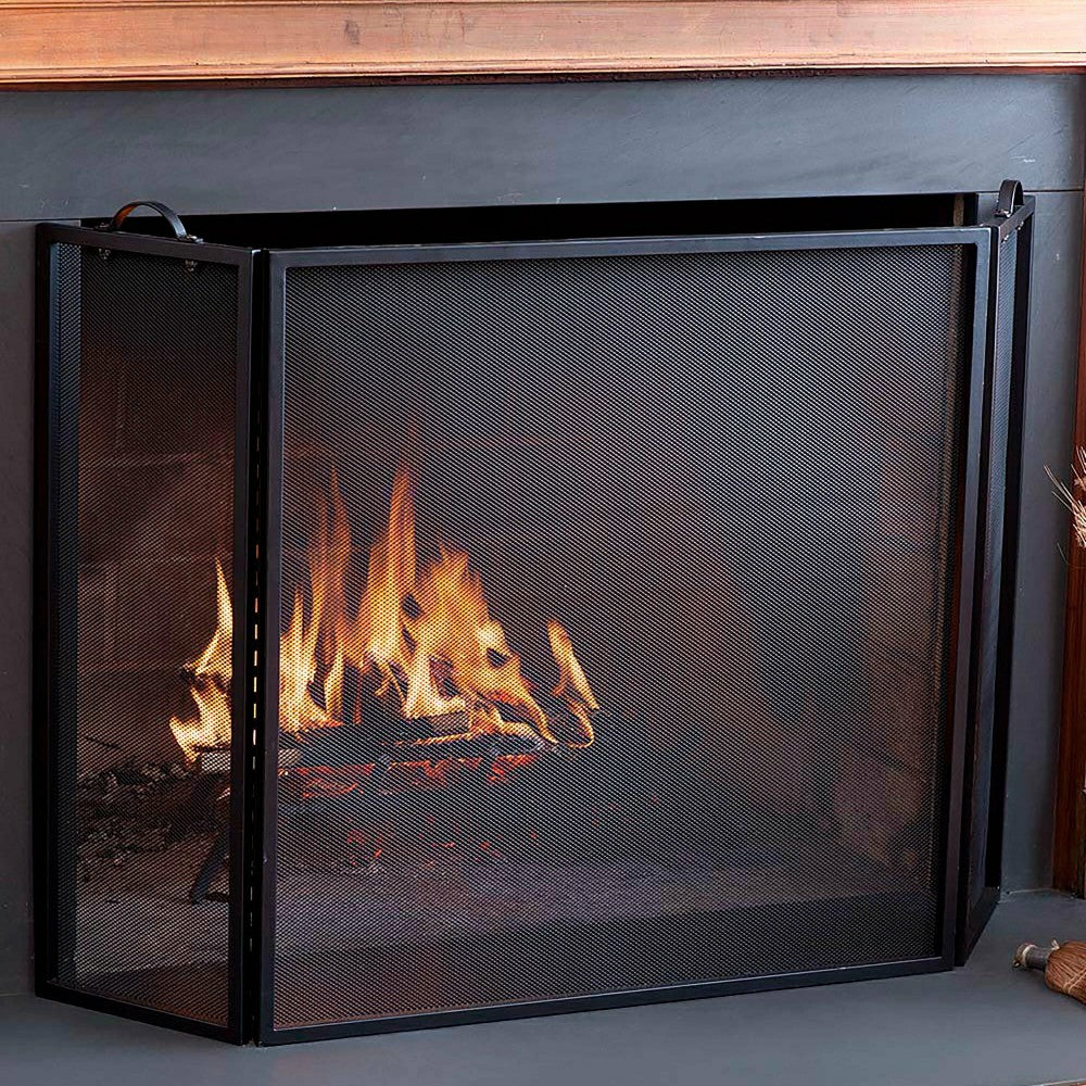 Plow & Hearth Classic Tri-Fold Flat-Guard Fire Screen