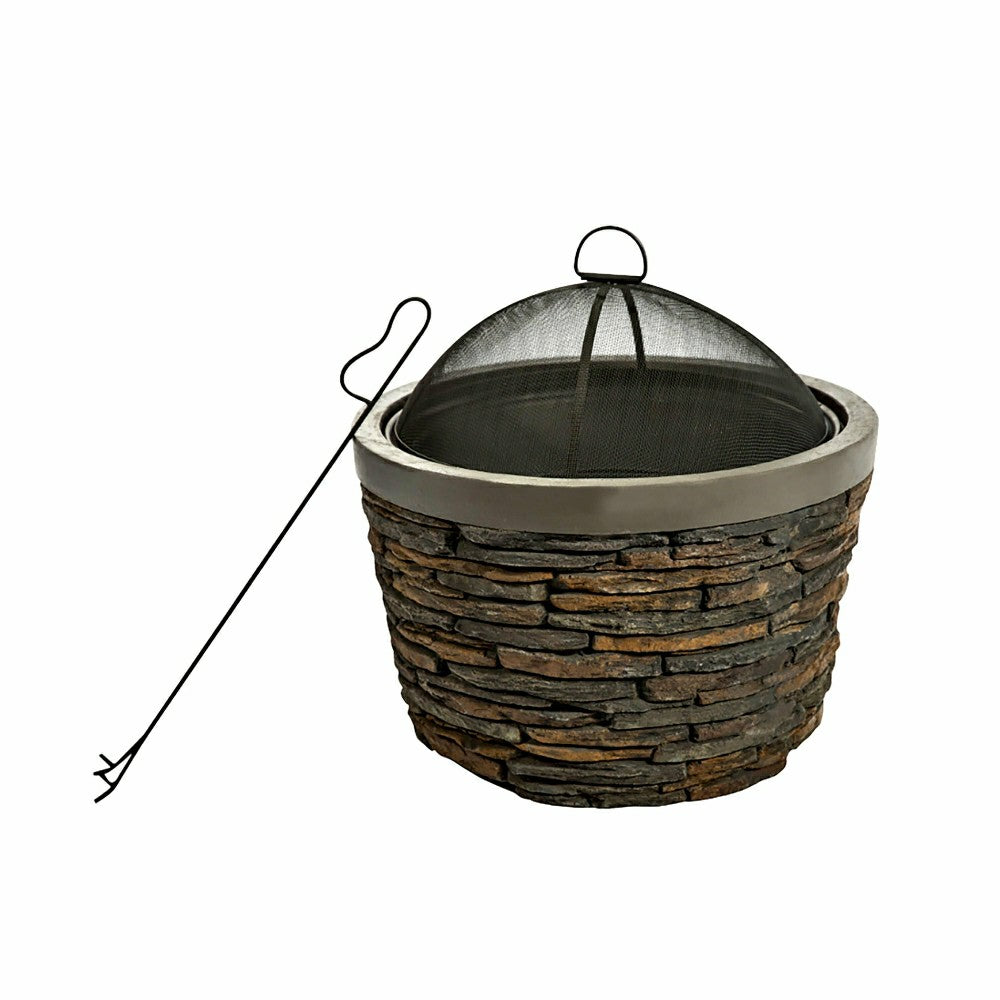 Plow & Hearth Stacked Stone Wood Burning Fire Pit