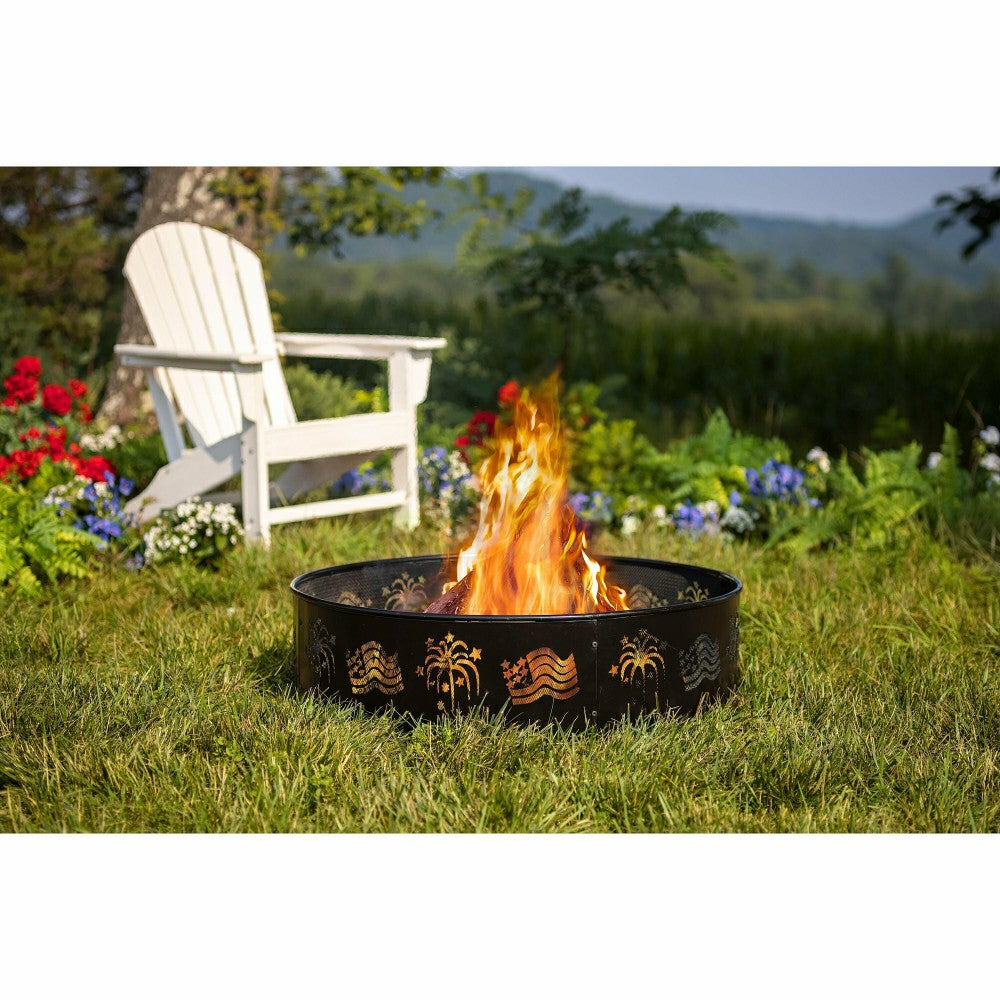 Plow & Hearth Flags and Fireworks Metal Fire Ring
