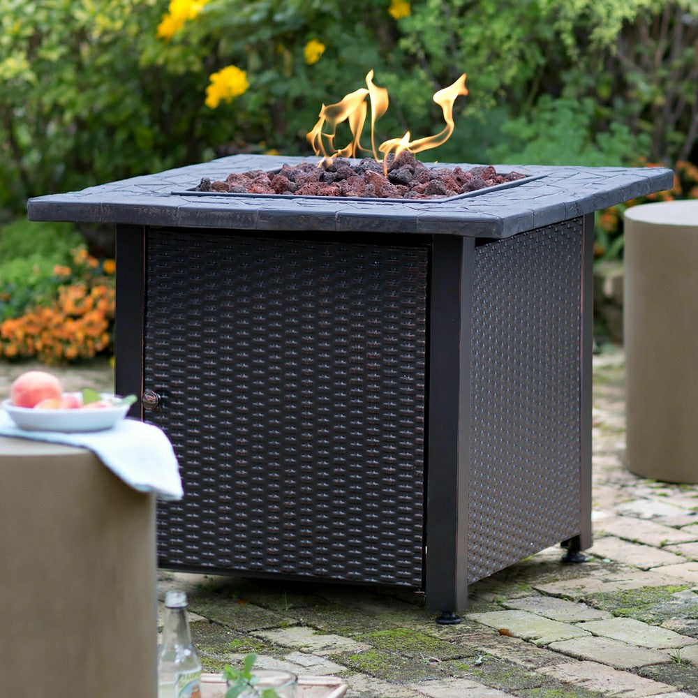 Plow & Hearth Wicker Propane Gas Fire Pit