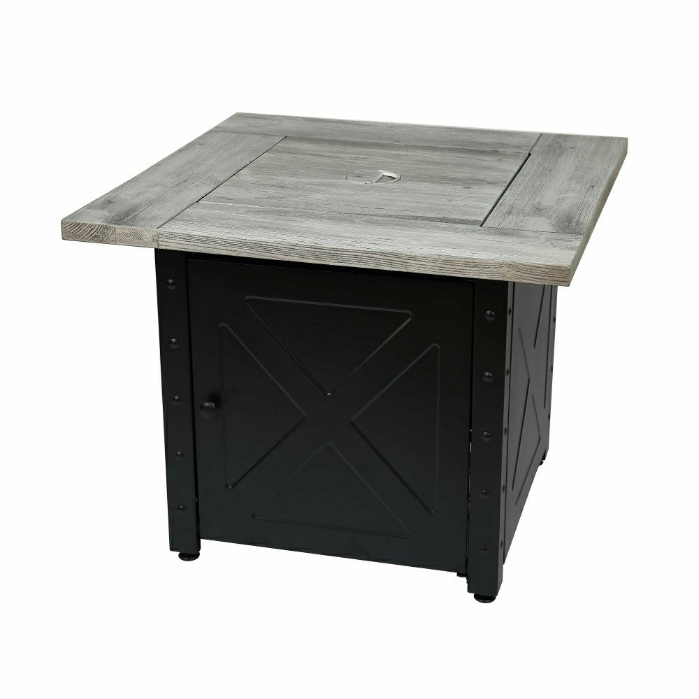 Plow & Hearth Barnesdale Outdoor LP Gas Fire Pit with Printed Resin Mantel, 30"