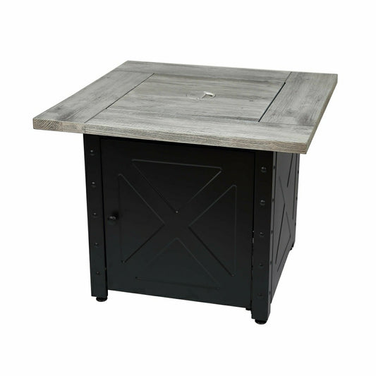 Plow & Hearth Barnesdale Outdoor LP Gas Fire Pit with Printed Resin Mantel, 30"