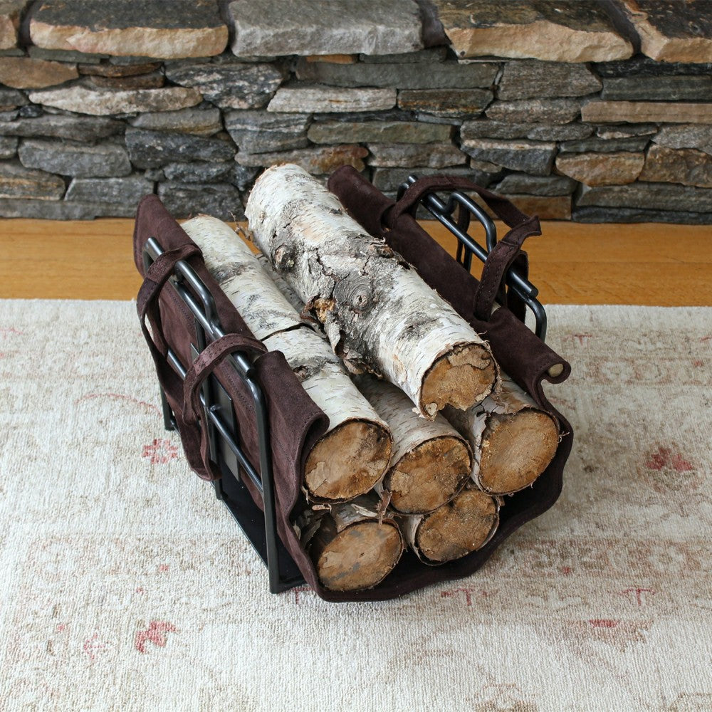 Plow & Hearth Wright Design Wood Holder with Suede Carrier