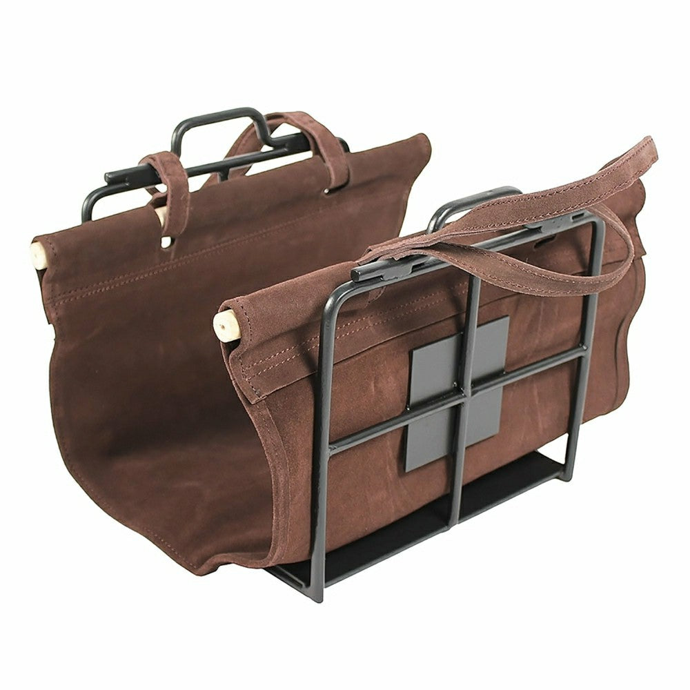 Plow & Hearth Wright Design Wood Holder with Suede Carrier