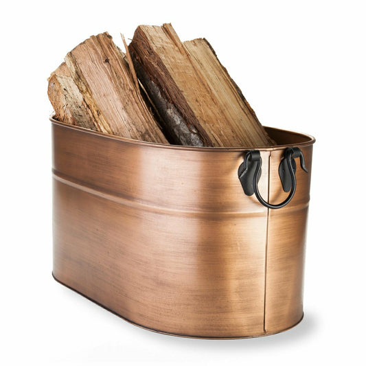 Plow & Hearth Large Copper Firewood Bucket