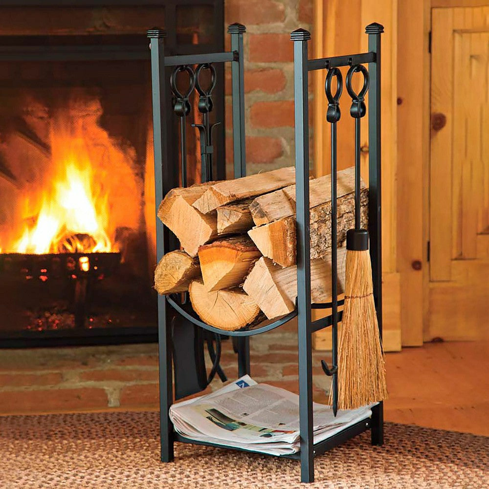 Plow & Hearth Wood Rack With Tools