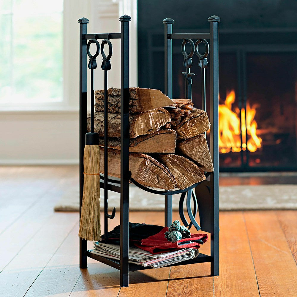 Plow & Hearth Wood Rack With Tools