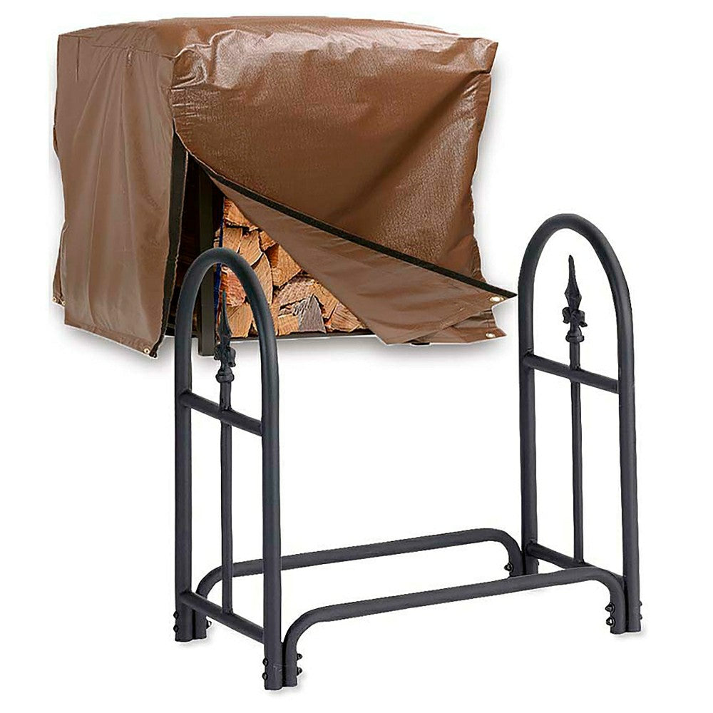 Plow & Hearth Small Decorative Heavy-Duty Steel Wood Rack